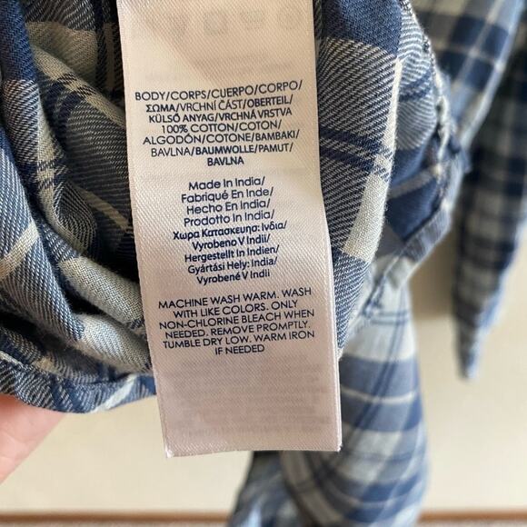 Chaps Blue Plaid Long Sleeve Lightweight Collared Button-Up 100% Cotton size M - Picture 6 of 6